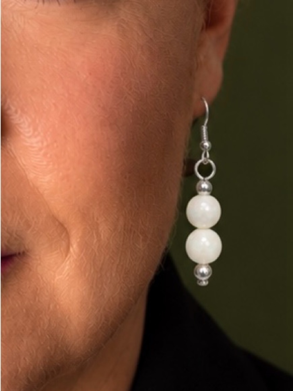 Two Sets of Classic White and BlackBead Drop Earrings - Timeless Women's Jewelry